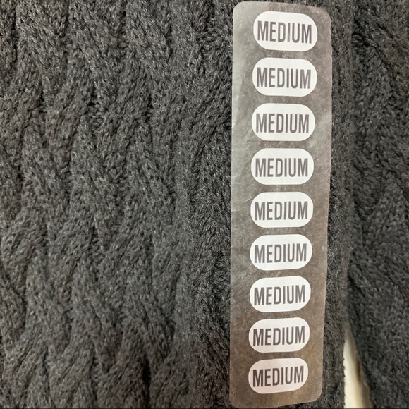 NEW Jeanne Pierre Charcoal Cotton Cable Sweater M - Picture 6 of 7